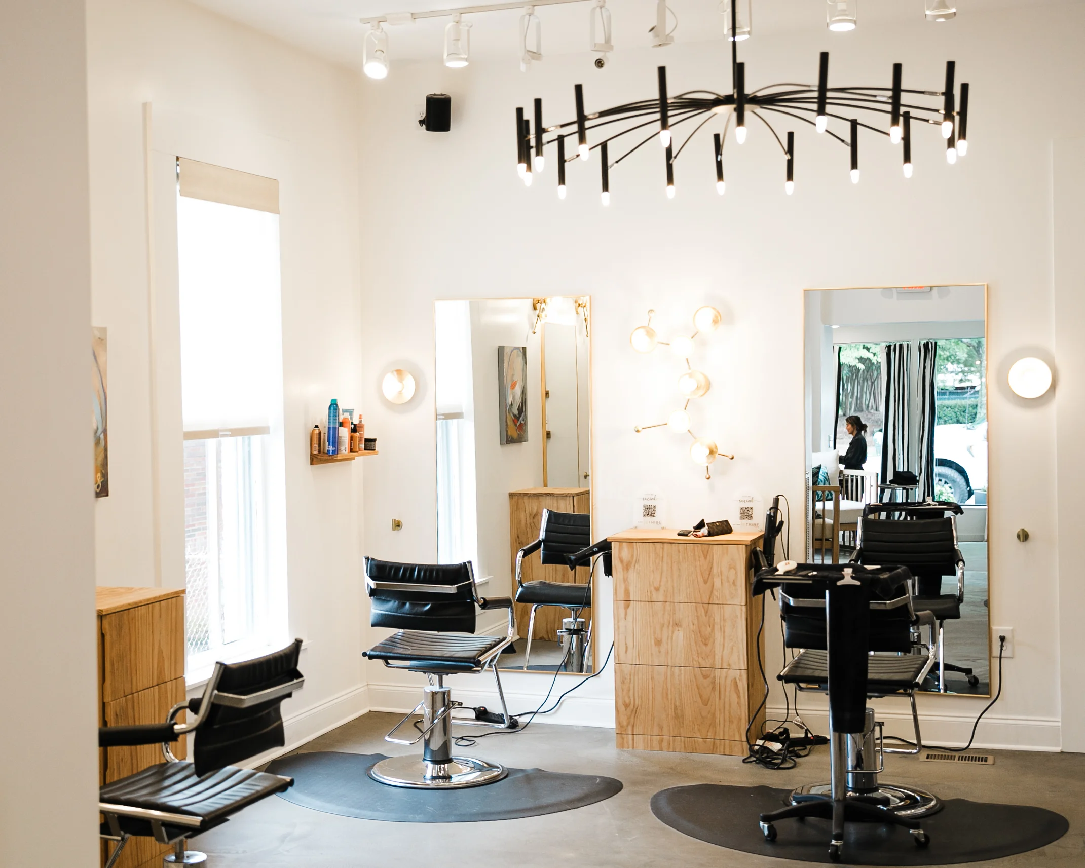 A welcoming Tribe salon styling station