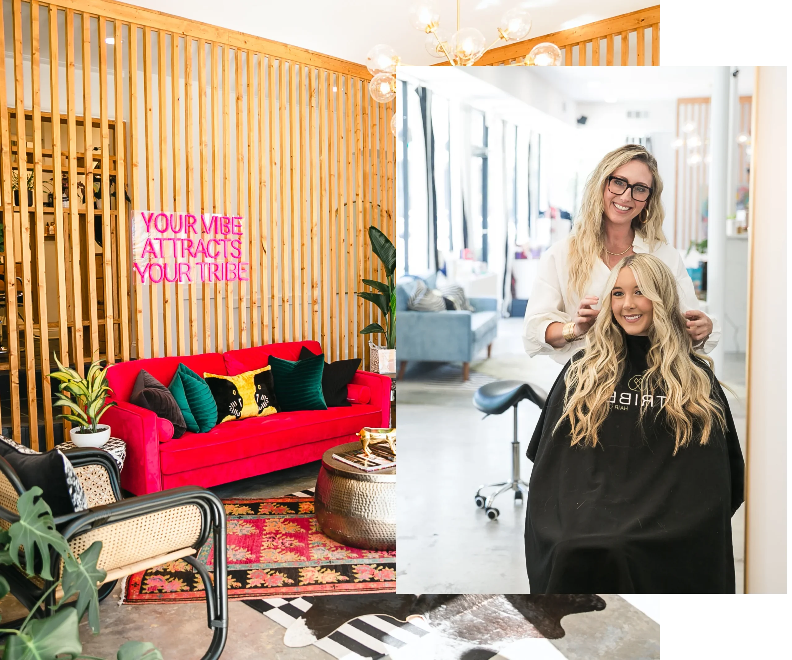 The Tribe salon and stylist welcoming a client