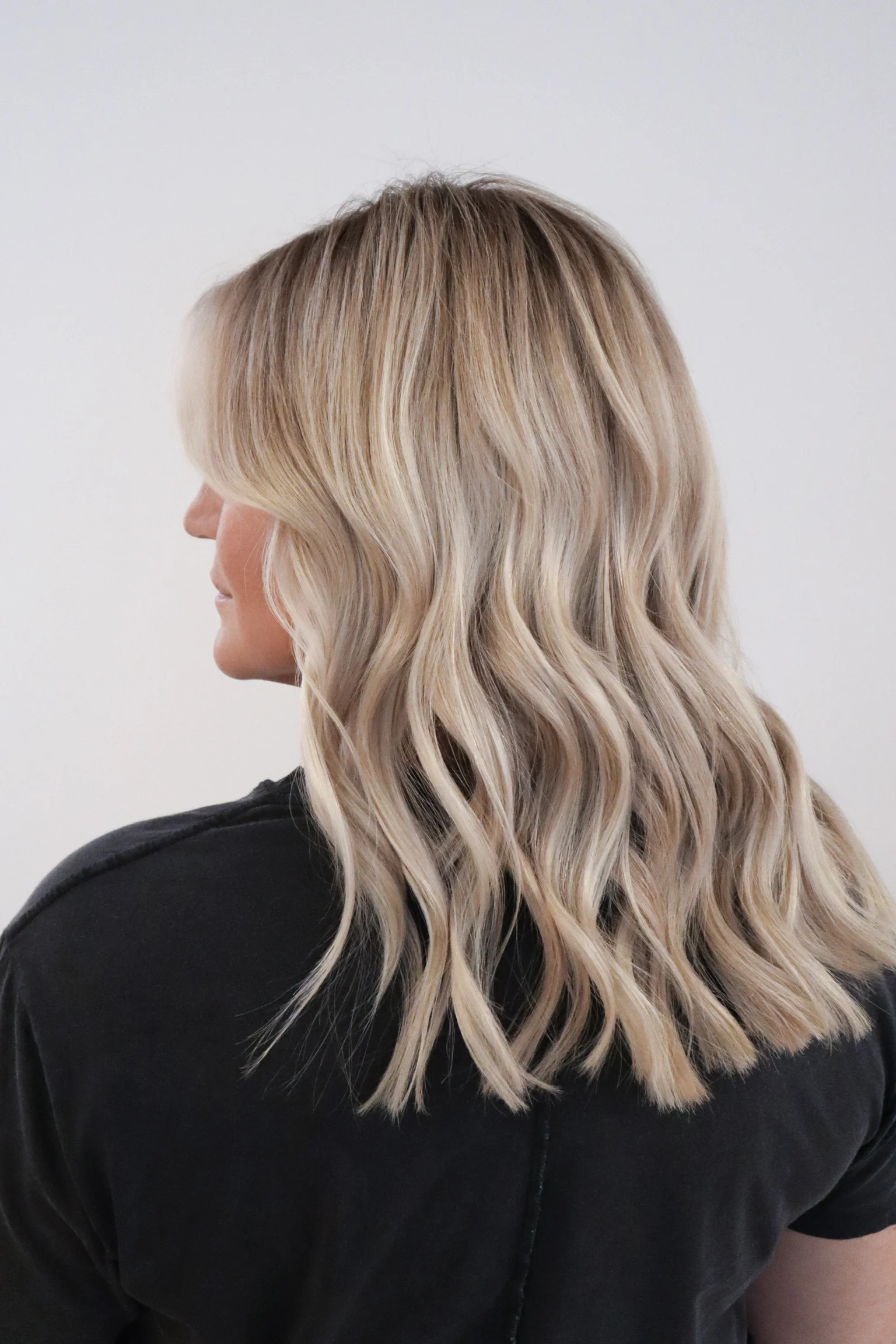 Soft blonde hair with a seamless finish